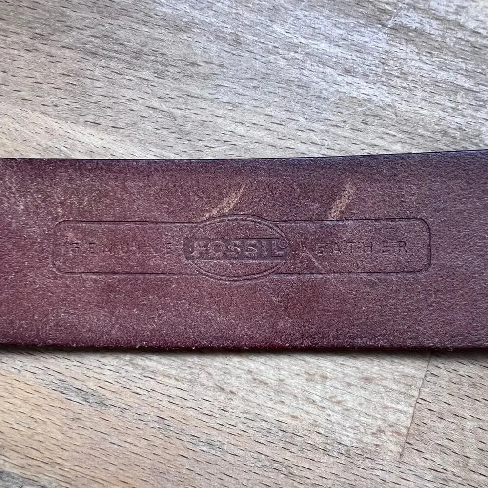 Fossil Genuine Leather Tooled Brown Belt Floral Western Boho Size S